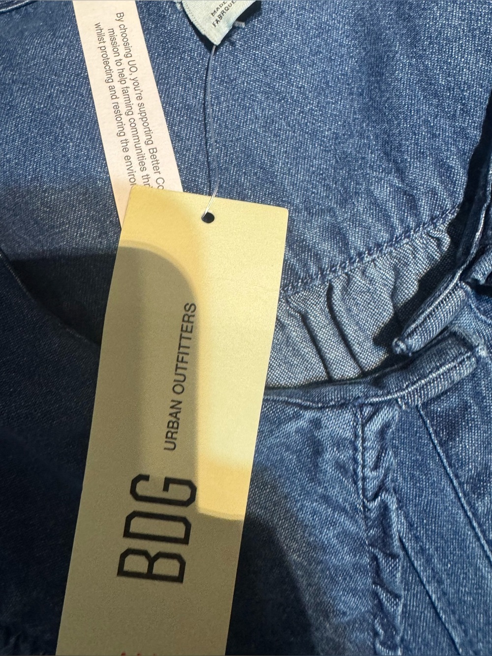 Urban Outfitters Blue Denim-Look Peter Pan Collar Button-Front Dress - Picture 4 of 4